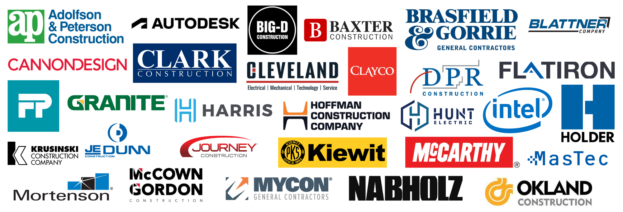 An image showing the logos companies who have previously attended Advancing Construction Quality