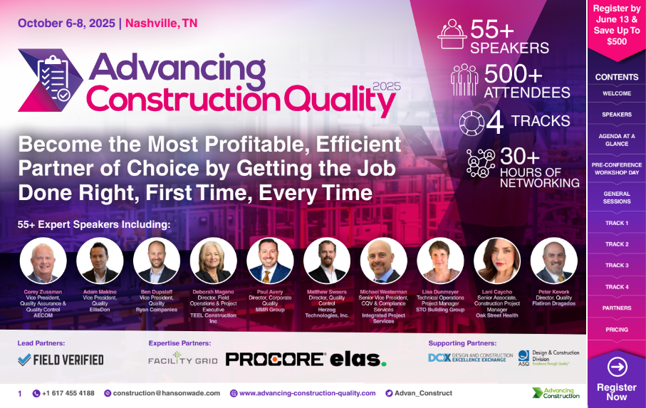 Advancing Construction Quality 2025 Brochure Image
